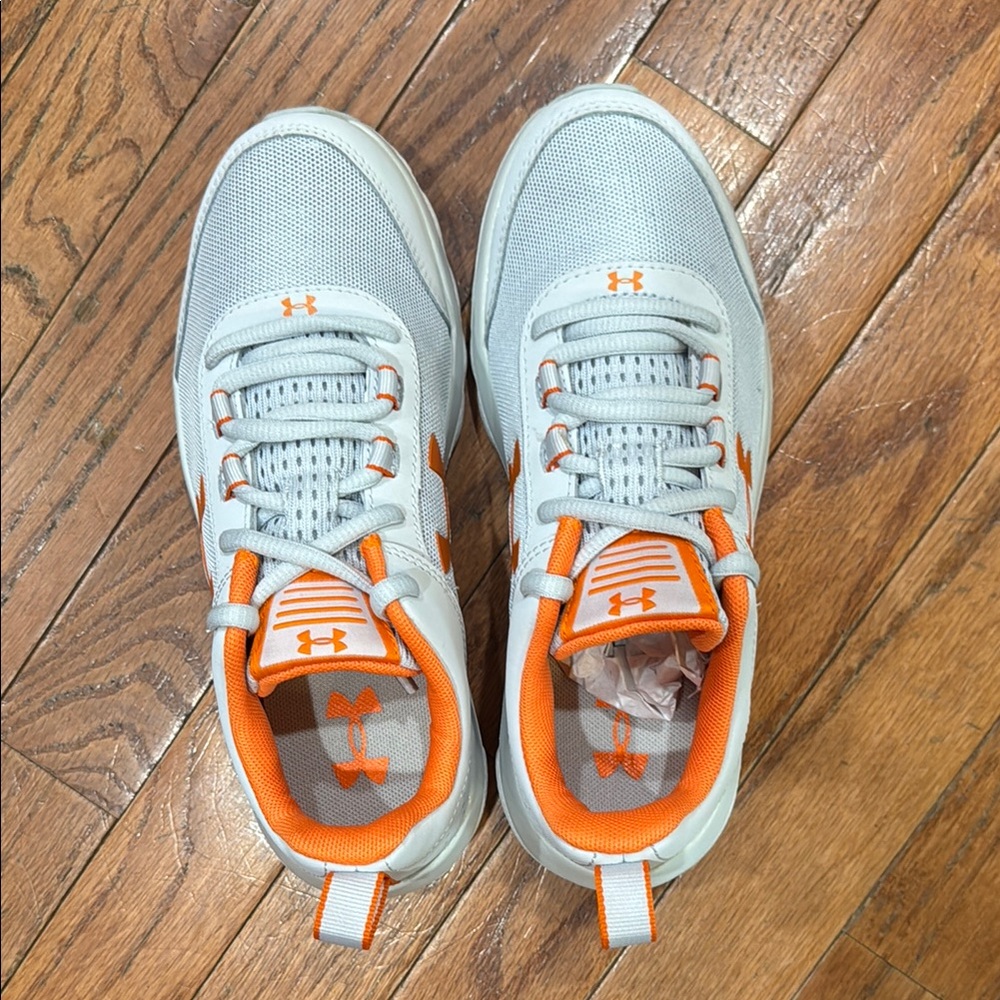 Under Armour Gray and Orange Sneakers with Cushioned Sole